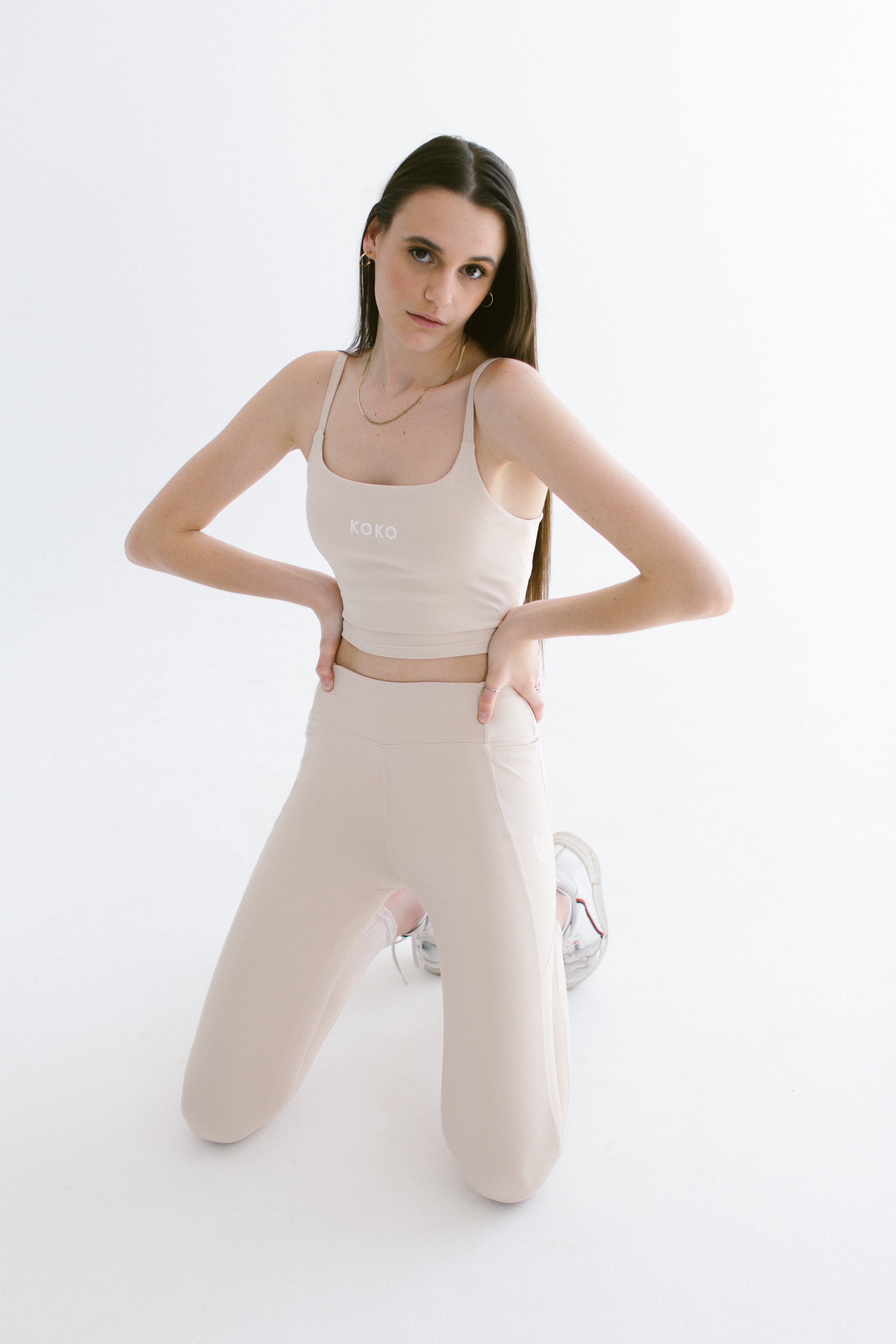 Premium Luxe Tank Sports Bra - Vanilla Latte