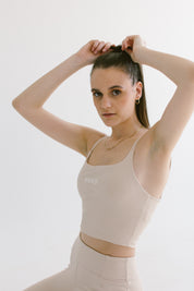 Premium Luxe Tank Sports Bra - Vanilla Latte