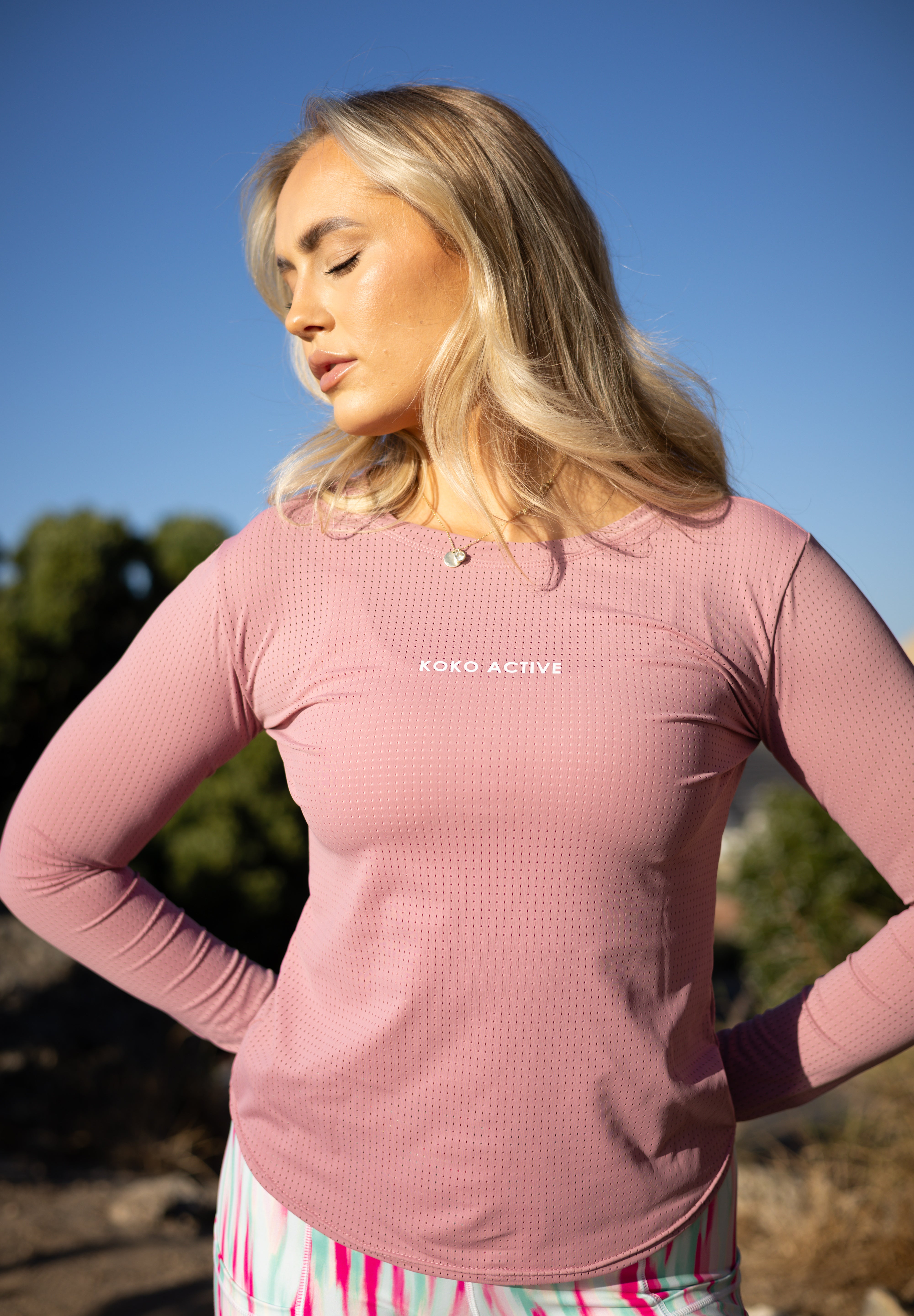 Blush pink active long sleeve